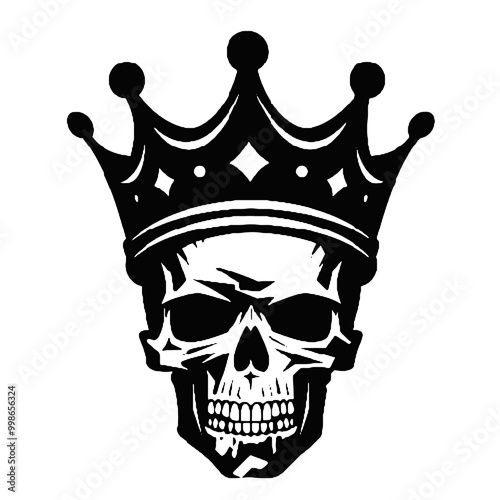 Skull with Crown silhouette vector illustration