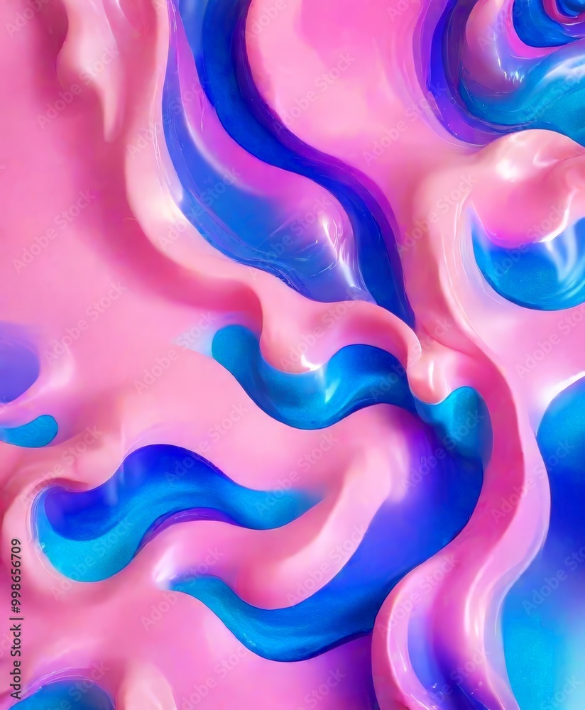 Obraz premium a vibrant abstract composition of pink and blue hues, with a mix of curved and straight lines, creating a dynamic and visually captivating pattern