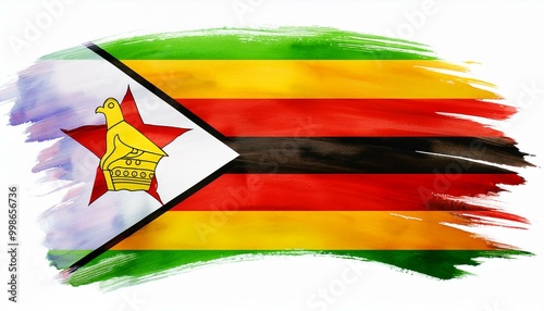 水彩画のジンバブエの国旗(Watercolor Zimbabwe flag.)
 photo