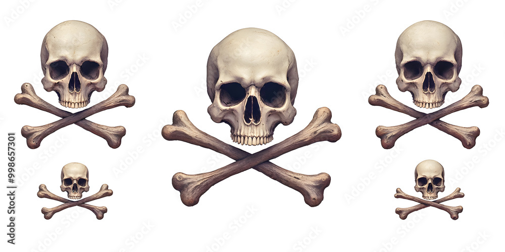 A Set of Skulls and Crossbones - A Halloween Concept A Set of Skulls and Crossbones - A Halloween Concept