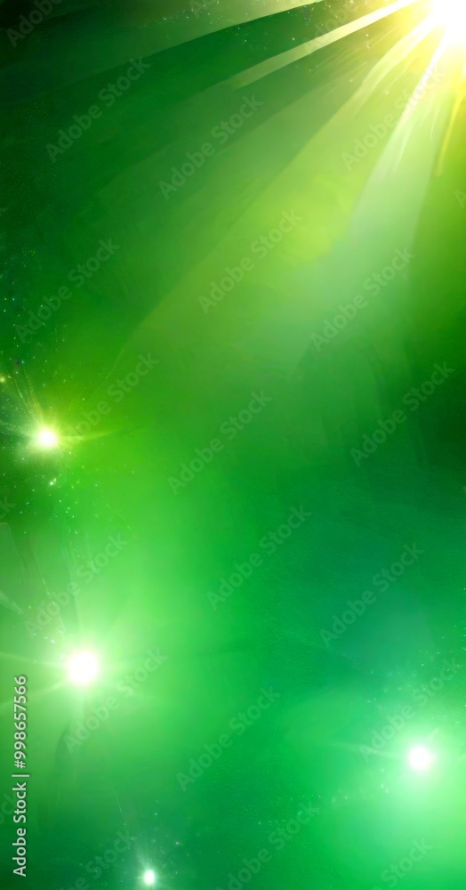 Fototapeta premium a vibrant green background with rays of light shining down from the top right corner, creating a dynamic and energetic atmosphere