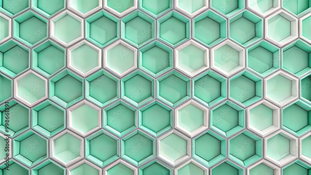 Fototapeta premium Geometric hexagonal pattern in blue and white colors for modern design concepts