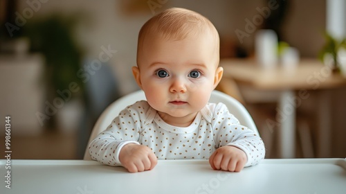 Cute Baby Sitting in a High Chair