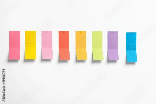 arafed row of colorful sticky notes on a white wall
