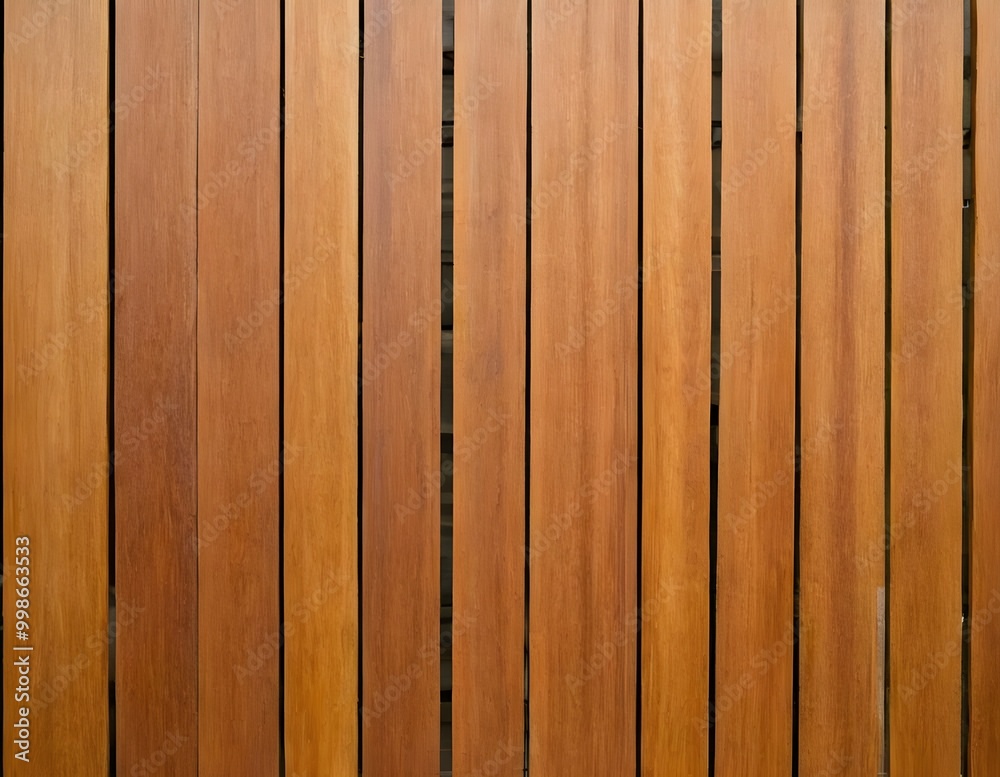 Fototapeta premium Close-up polished wooden decking showcasing rich grain patterns and warm tones in natural light