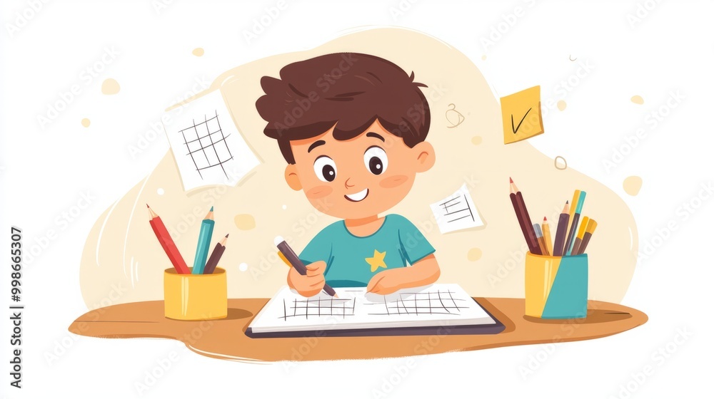 Primary School Children Working on a Test Assignment in Class: Smart Diverse Kids Focused on Exercises, Thinking, Searching for a Correct Solution. Schoolchildren Getting Modern Education Primary School Children Working on a Test Assignment in Class: Smart Diverse Kids Focused on Exercises, Thinking, Searching for a Correct Solution. Schoolchildren Getting Modern Education