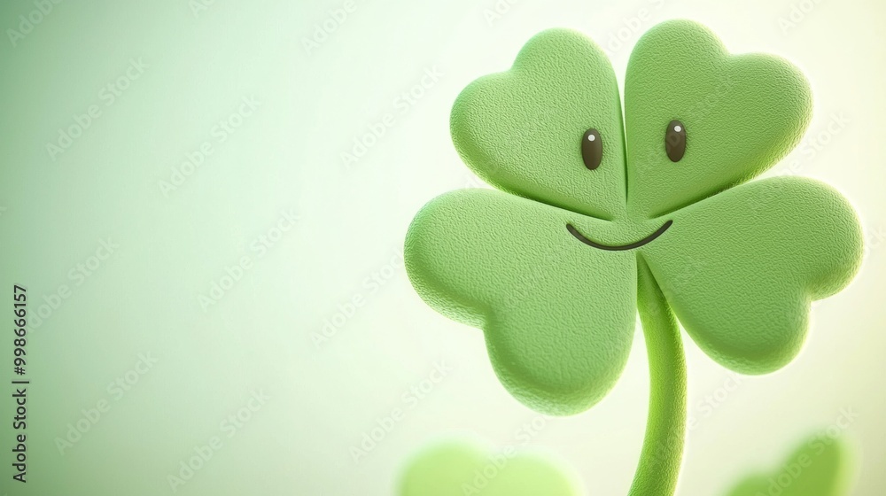 Cheerful four-leaf clover with a big smile, bringing good luck and positive vibes. Perfect for st. Patrick's day projects or any design that needs a touch of irish charm Cheerful four-leaf clover with a big smile, bringing good luck and positive vibes. Perfect for st. Patrick's day projects or any design that needs a touch of irish charm