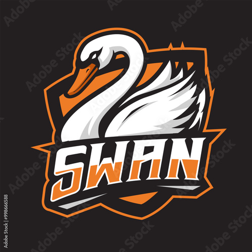 Swan mascot esport logo design isolated