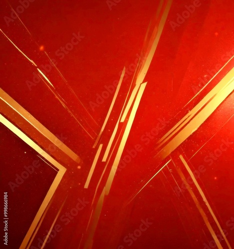 a striking abstract composition of intersecting diagonal lines in varying shades of red and gold, creating a dynamic and visually captivating effect