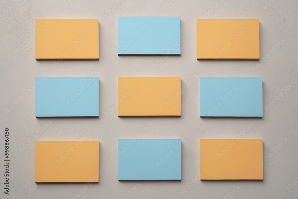 arafed squares of blue and yellow on a wall arafed squares of blue and yellow on a wall