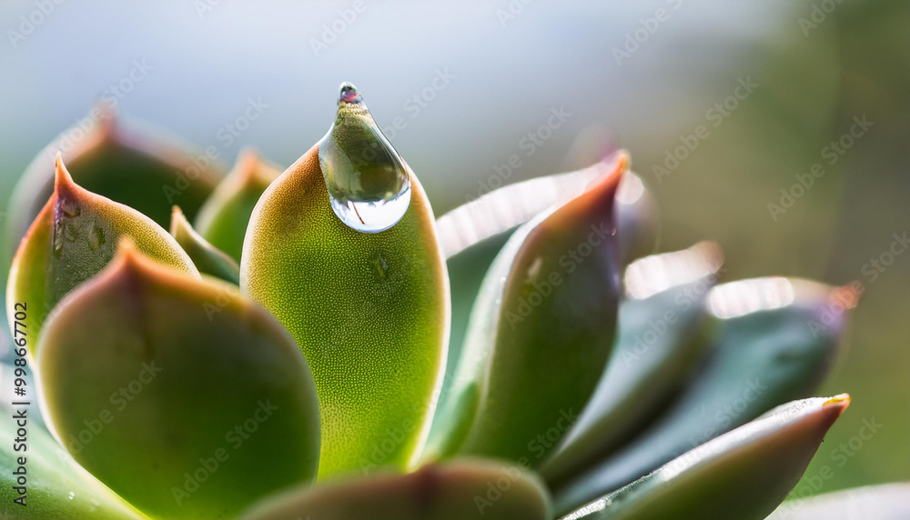 close up of a green yellow and red leafed succulent plant covered in rain drops close up of a green yellow and red leafed succulent plant covered in rain drops
