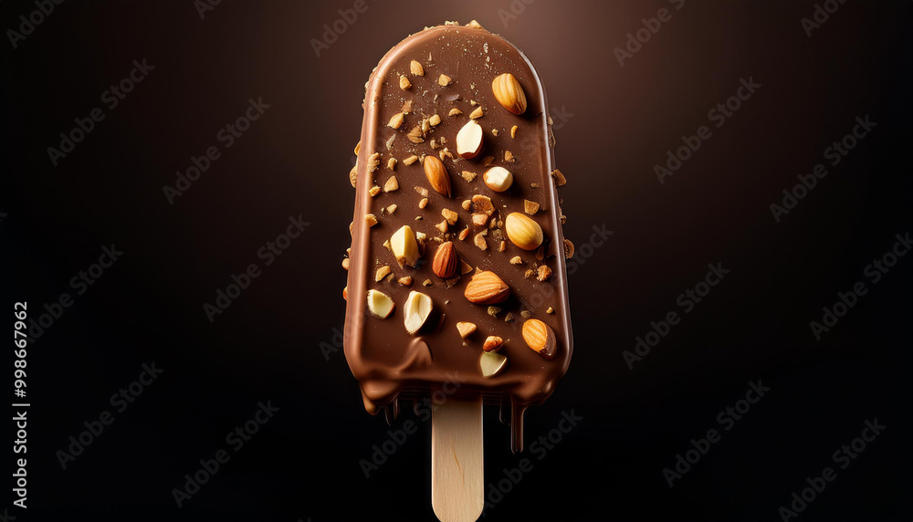 Chocolate and Almond ice cream isolated on white background, Thick Cracking Chocolate and Almond ice cream on white With clipping path. Chocolate and Almond ice cream isolated on white background, Thick Cracking Chocolate and Almond ice cream on white With clipping path.