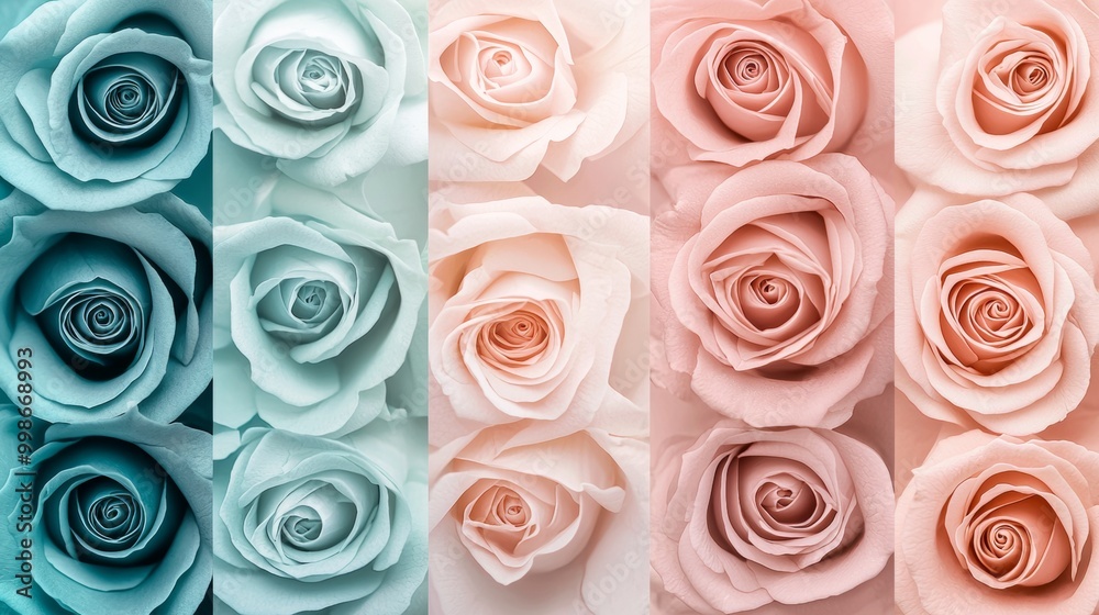 Stunning blue and pink roses create a colorful gradient background, perfect for romantic occasions like valentine's day or weddings. Delicate petals add elegance to any celebration Stunning blue and pink roses create a colorful gradient background, perfect for romantic occasions like valentine's day or weddings. Delicate petals add elegance to any celebration