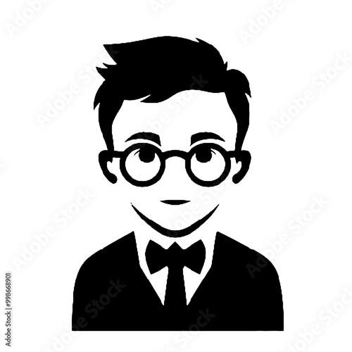 kid wearing glasses and tie  silhouette vector illustration photo