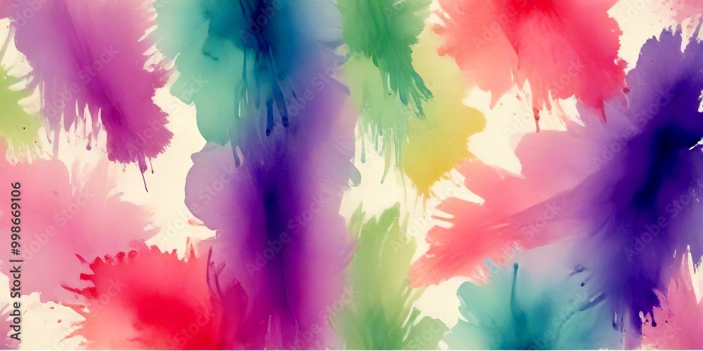Obraz premium a vibrant abstract pattern composed of various shades of pink, purple, blue, and green watercolor splashes, creating a dynamic and visually appealing composition