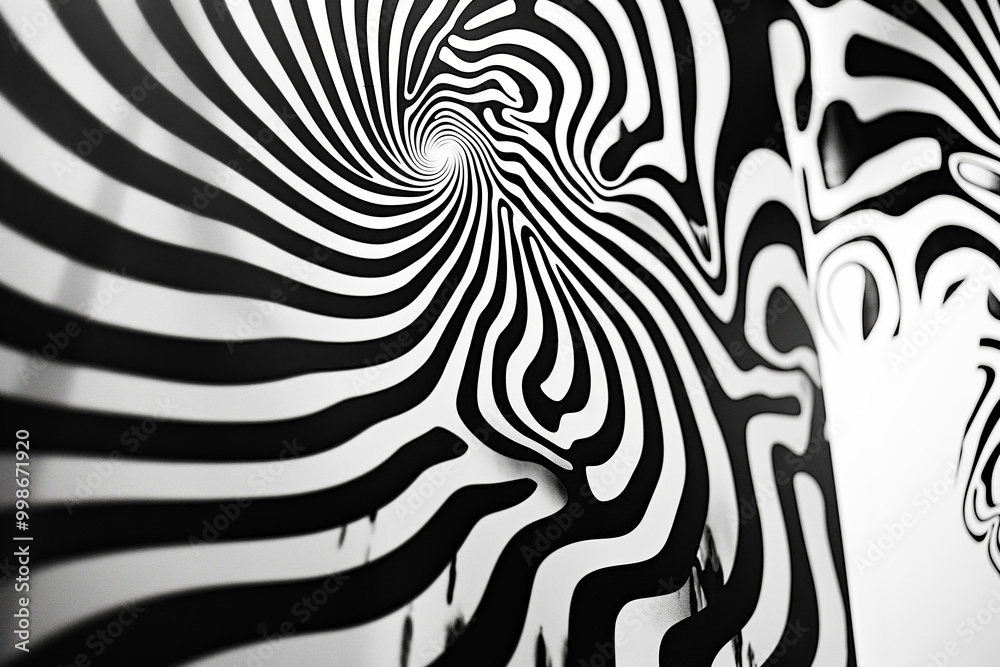 Abstract Black and White Optical Illusion with Swirling Lines and Psychedelic Patterns Abstract Black and White Optical Illusion with Swirling Lines and Psychedelic Patterns