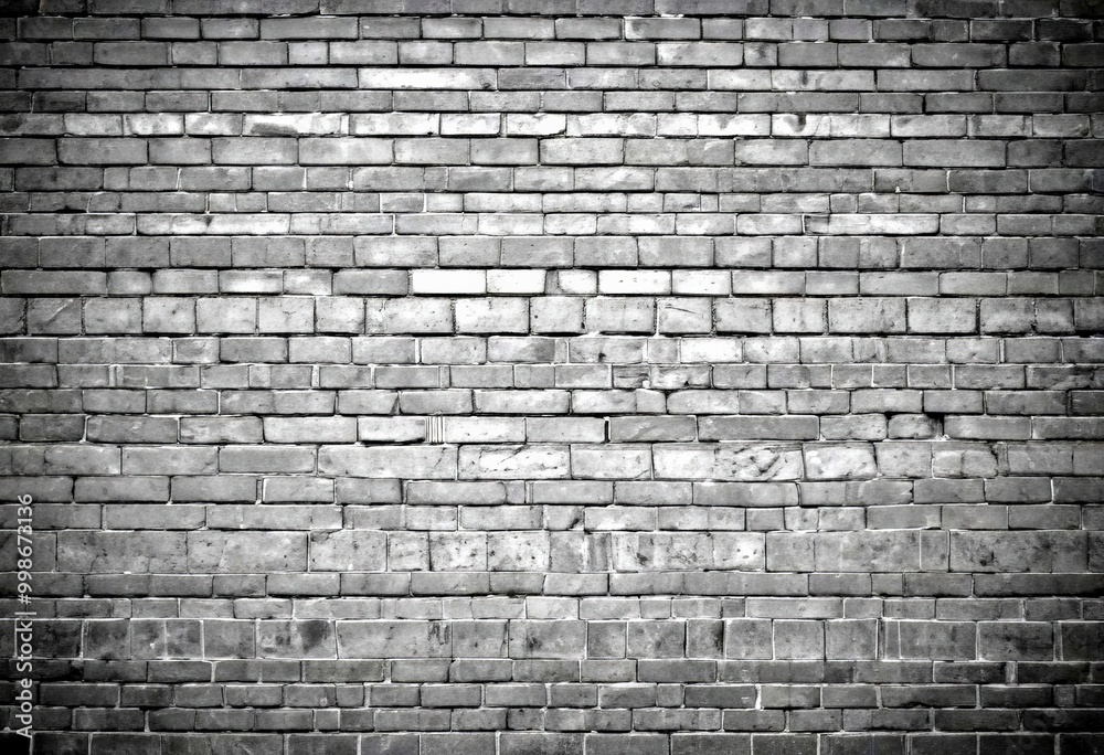 A monochromatic brick wall, with varying shades of gray and black bricks arranged in a uniform pattern A monochromatic brick wall, with varying shades of gray and black bricks arranged in a uniform pattern