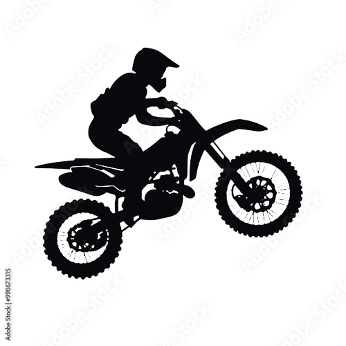 Motocross driver silhouette vector illustration