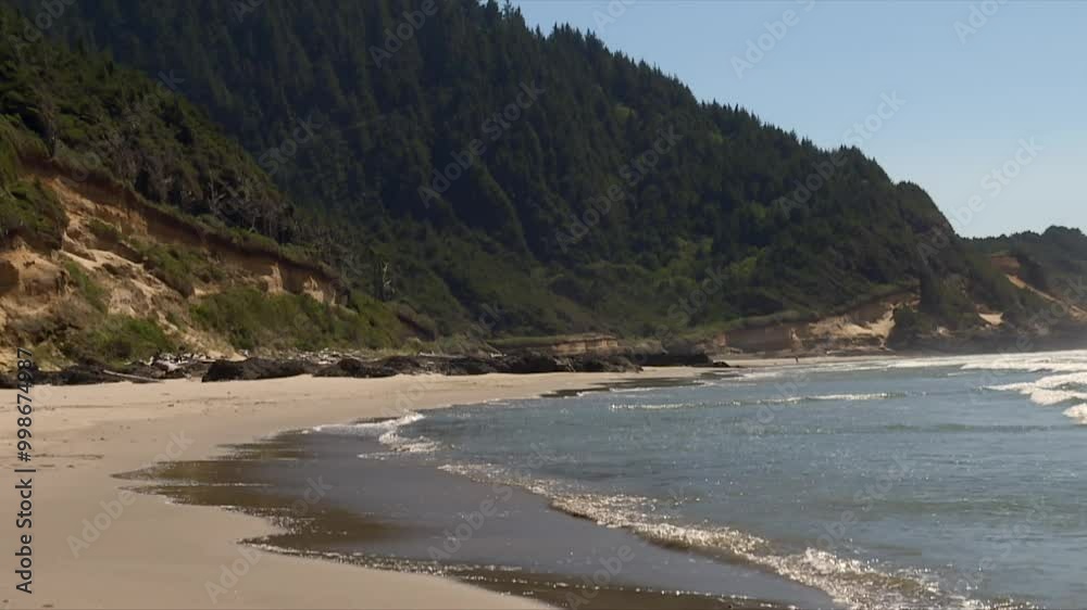 Forested Headland Of Cape Perpetua On The Central Oregon Coast In Lincoln County, Oregon, USA. Static Shot Forested Headland Of Cape Perpetua On The Central Oregon Coast In Lincoln County, Oregon, USA. Static Shot