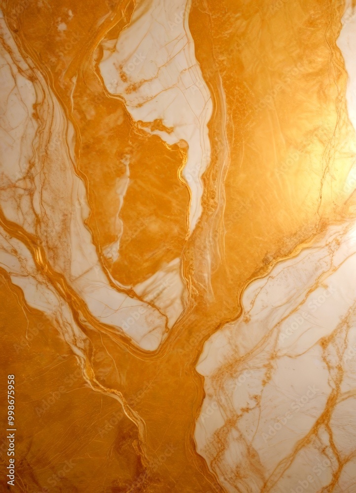 Fototapeta premium a close-up view marble surface with a textured, swirling pattern of gold and white hues