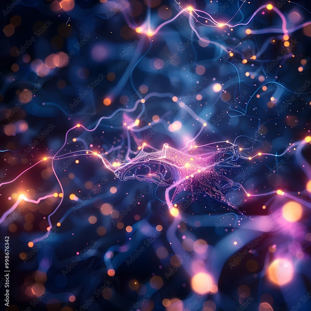 Glowing Neural Connections Depicting Genetic Enhancement for Heightened Intelligence Glowing Neural Connections Depicting Genetic Enhancement for Heightened Intelligence