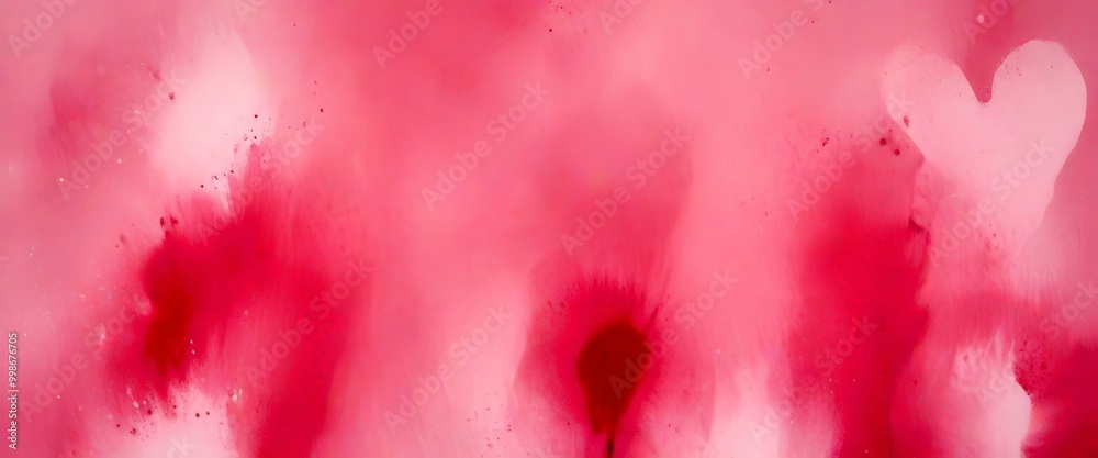 a pinkish-red abstract background with splashes of color and a heart shape in the top right corner a pinkish-red abstract background with splashes of color and a heart shape in the top right corner