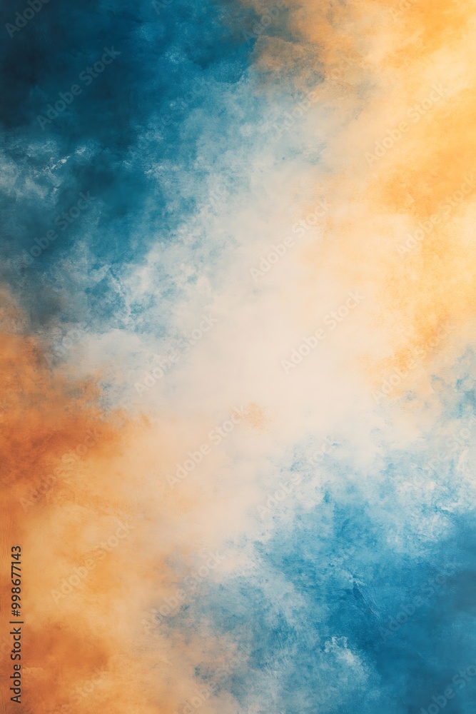 Obraz premium A stunning backdrop of blue and orange, beautifully intertwined with soft transitions, evoking a sense of calmness and creativity, perfect for artistic inspiration.
