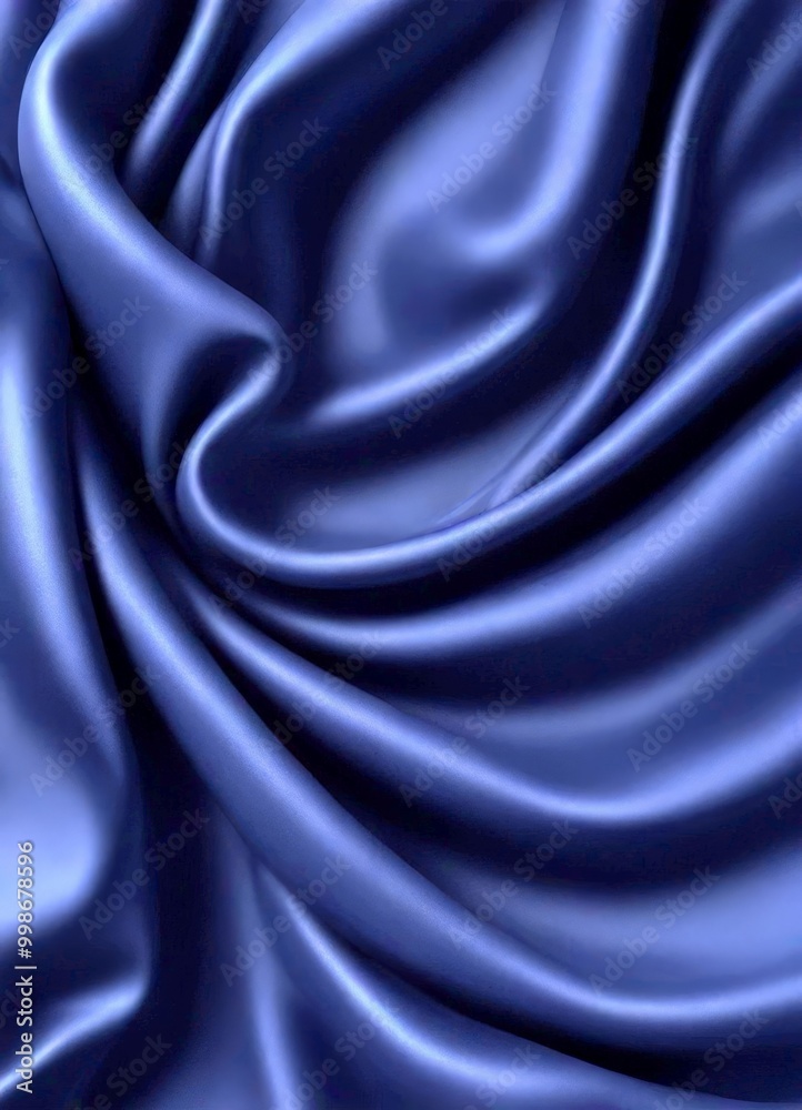 Obraz premium a close-up view smooth, flowing fabric with a deep blue color, resembling the texture of satin