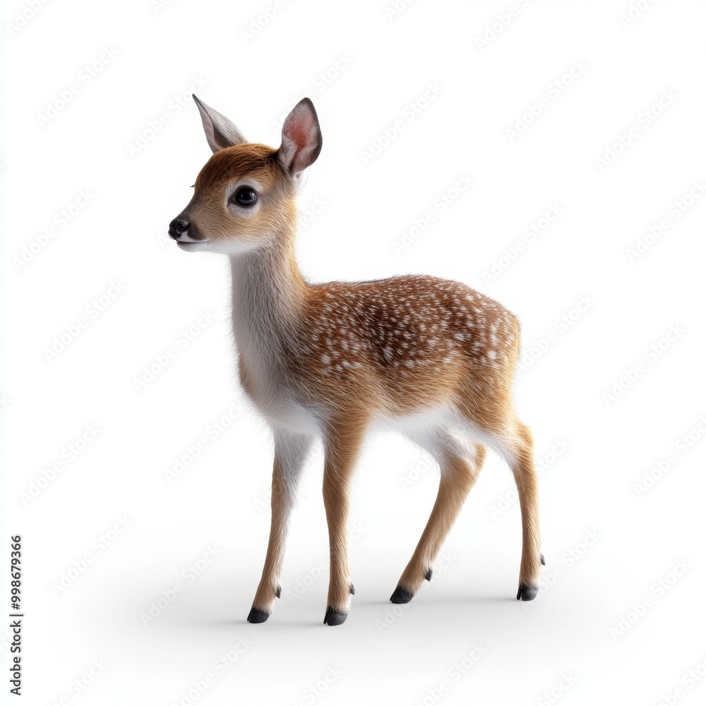 Fototapeta premium Young Duiker Standing on a White Background
