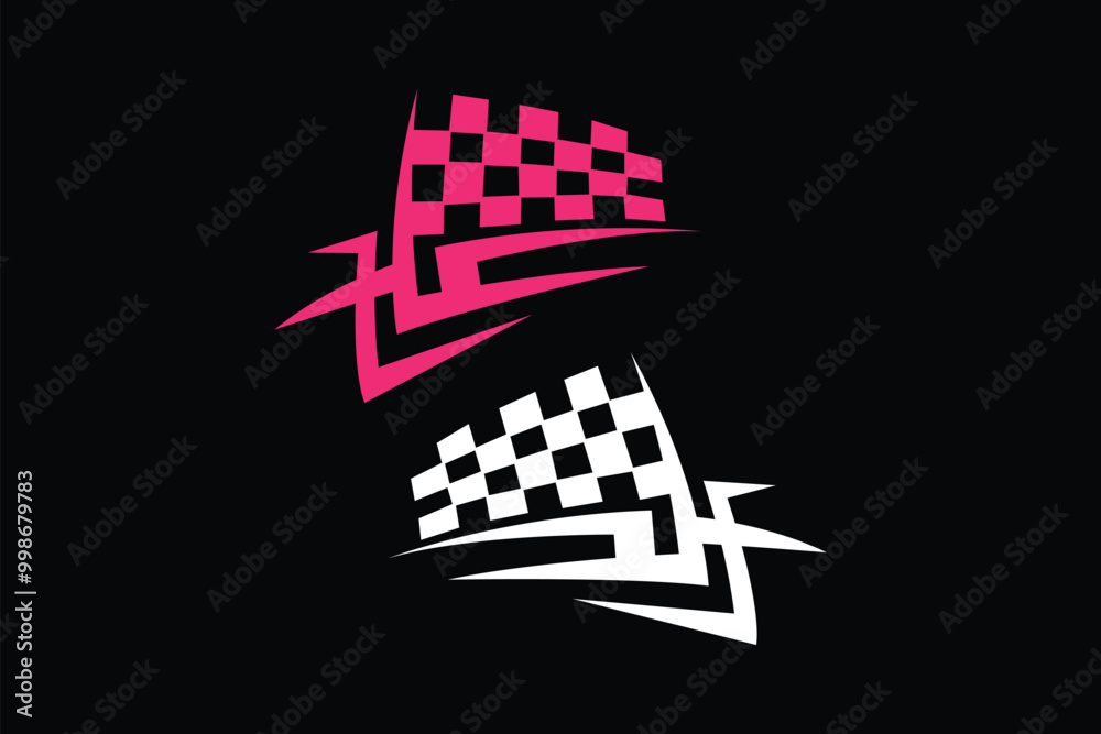 Racing flag with fire effect Racing flag with fire effect