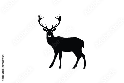 wild deer silhouettes in flat style isolated on white background.