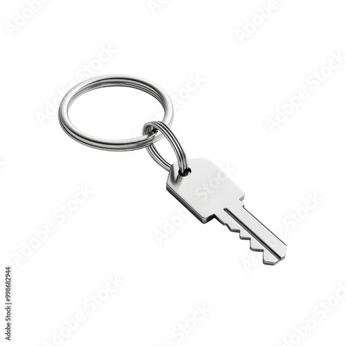 Close-up of a metal key on a keyring
