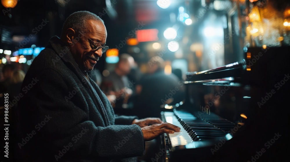 Jazz revival in a dimly lit bar - evening ambience for posters or cards Jazz revival in a dimly lit bar - evening ambience for posters or cards