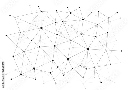 Connected dots on white background network technology concept
