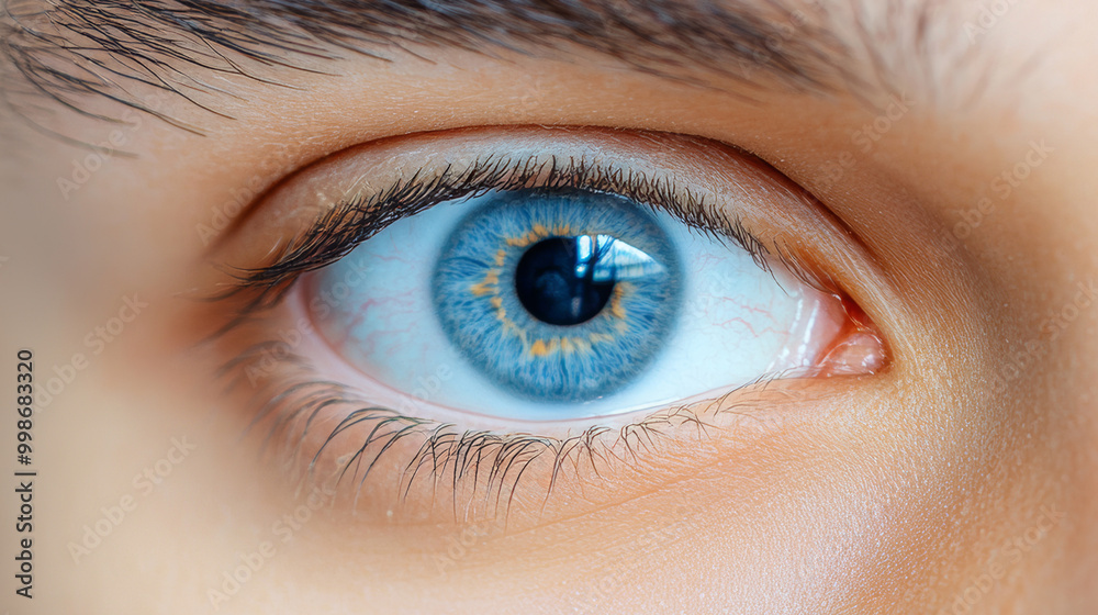 Obraz premium a close-up of a blue eye with focus on the pupil