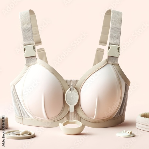 Beige Wireless Push Up Bra with Adjustable Straps for Women photo