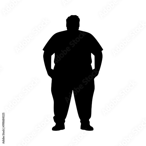 fat overweight young man silhouette vector illustration