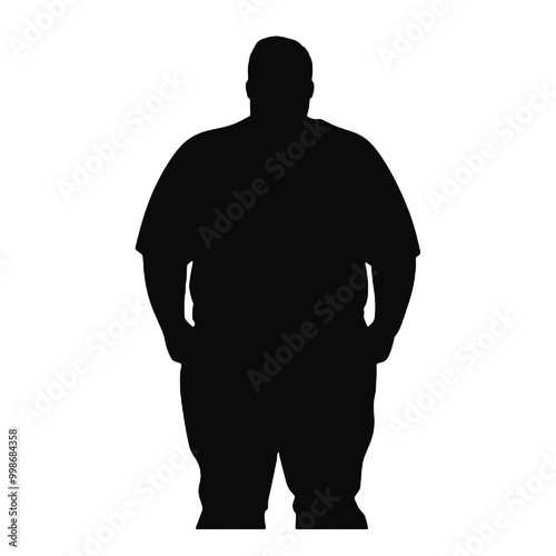 fat overweight young man silhouette vector illustration