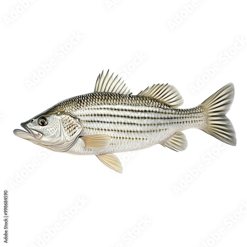 Striped bass fish on transparent background