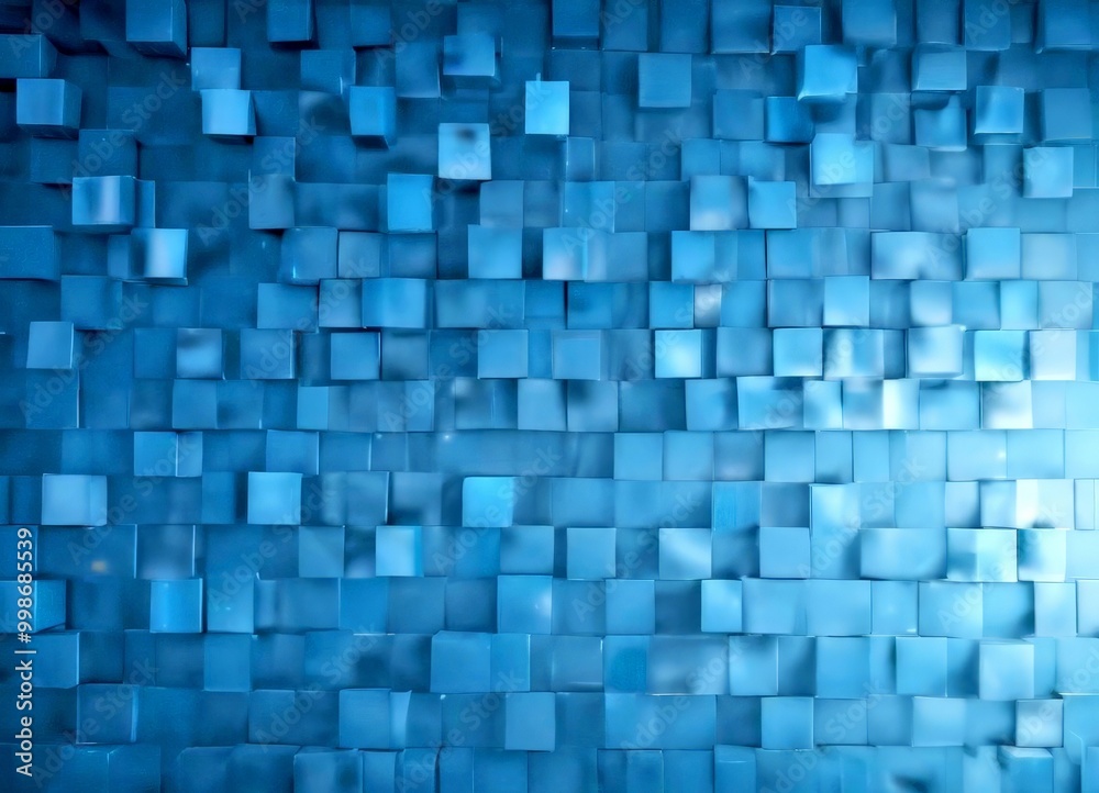 a grid of blue cubes, each with a slightly different shade, arranged in a pattern that creates a sense of depth and texture The cubes are slightly blurred, adding a sense a grid of blue cubes, each with a slightly different shade, arranged in a pattern that creates a sense of depth and texture The cubes are slightly blurred, adding a sense