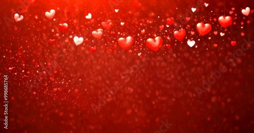 Red hearts floating against a dark red background with a subtle sparkle effect