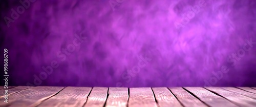 A wooden table with a purple background photo