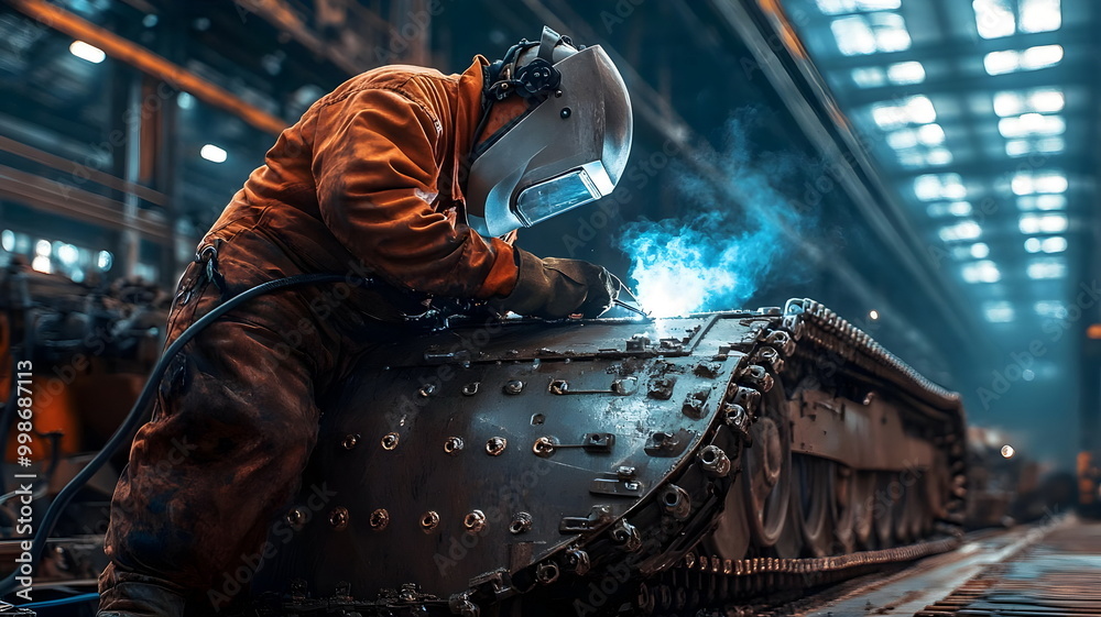Industrial Welder Fabrication High-Tech Machinery Workshop Operation Engineering Industrial Welder Fabrication High-Tech Machinery Workshop Operation Engineering