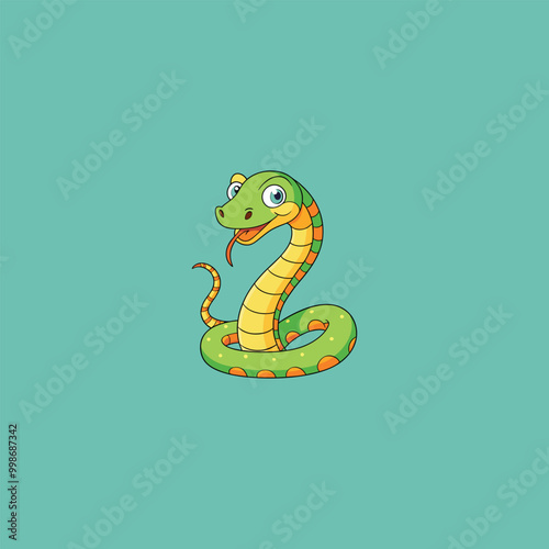 Vector illustration of cute baby snake cartoon
