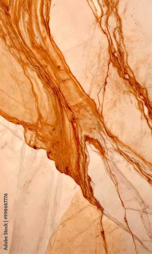 Fototapeta premium a close-up view marble surface with a swirling pattern of light and dark brown hues, creating a sense of movement and texture