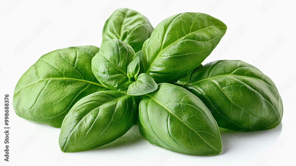 Basil green leaves isolated on white background Basil green leaves isolated on white background