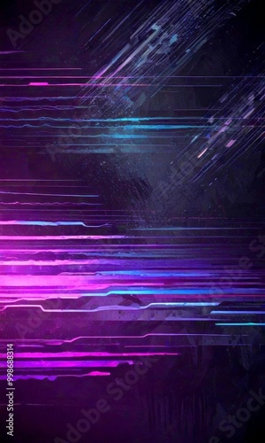 a dark, abstract background with a gradient of purple and blue lines, creating a sense of movement and energy photo