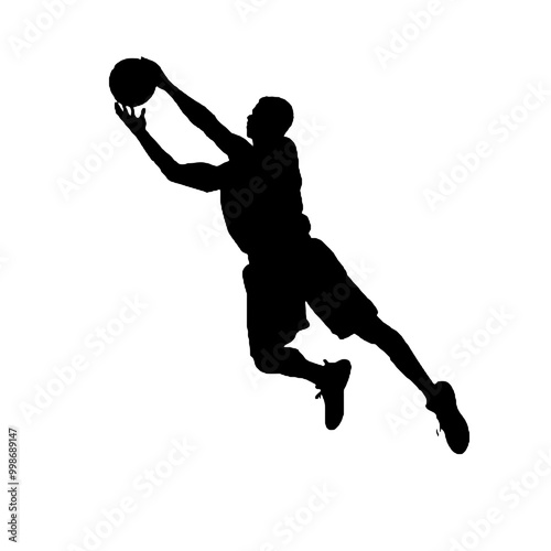 Powerful Slam Dunk Silhouette Vector Illustration Transparent Background