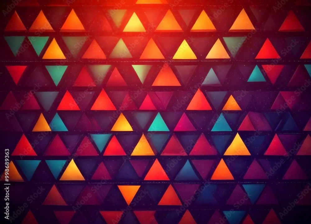 A vibrant pattern of multicolored triangles fills the , creating a visually striking and dynamic composition A vibrant pattern of multicolored triangles fills the , creating a visually striking and dynamic composition