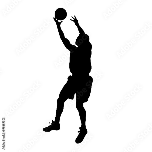 High-Flying Slam Dunk Silhouette Vector Illustration Transparent Background